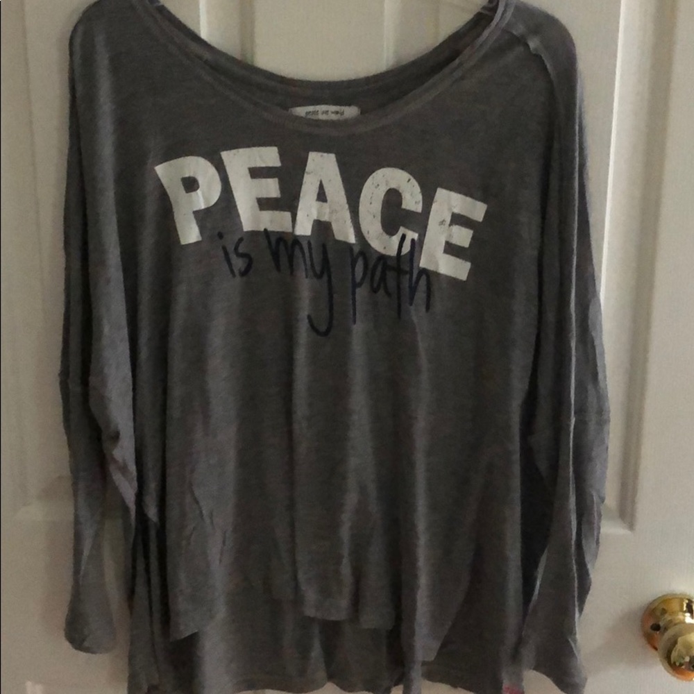 Grey “peace is my path” sweater